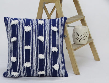 Textured 20" X 20" Pom Pillow - Blue