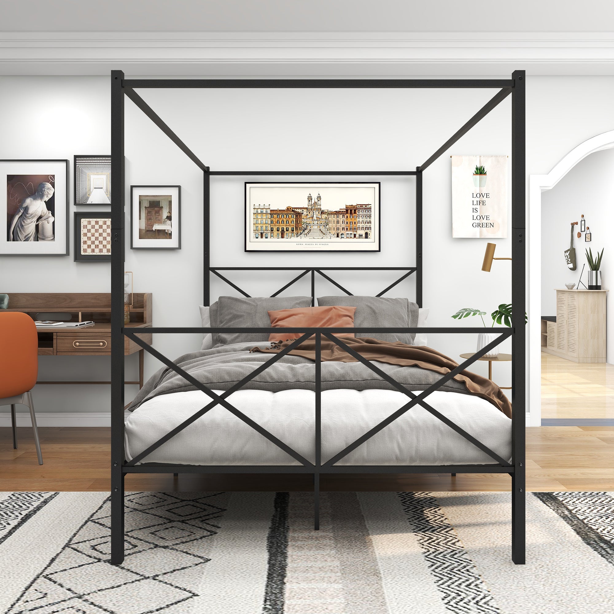 Metal Canope Bed Frame - Queen