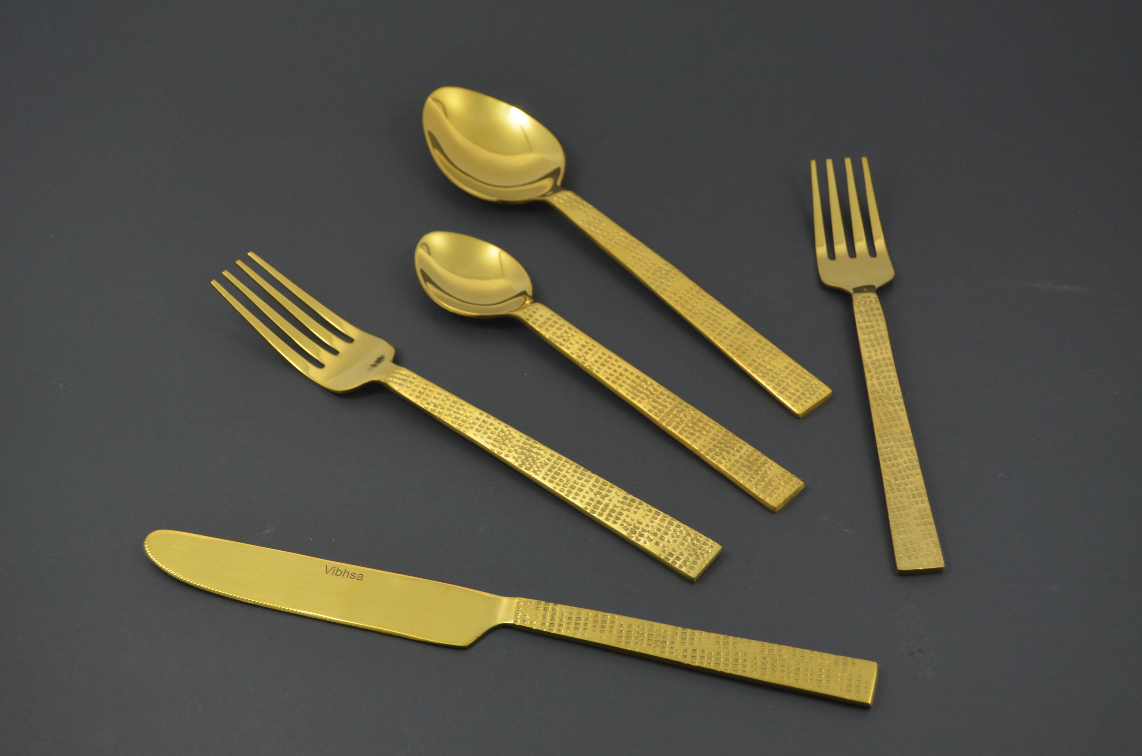 20 Piece Flatware Set - Golden Egyptian Design