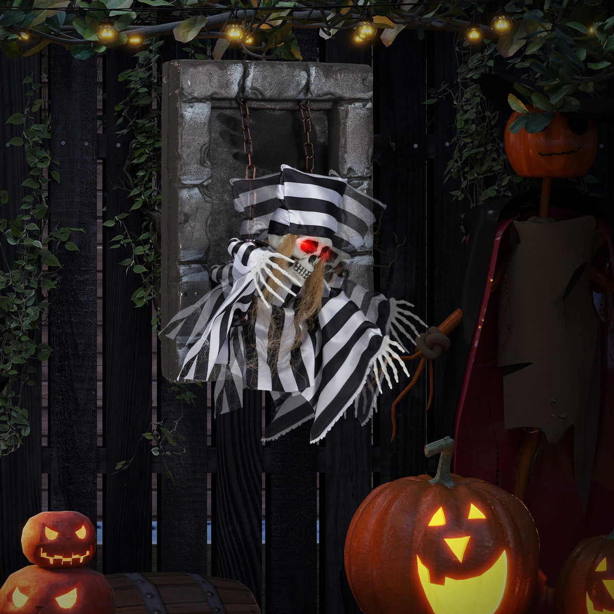 Animated Halloween Decoration - 18 Inch Skeleton Prisoner