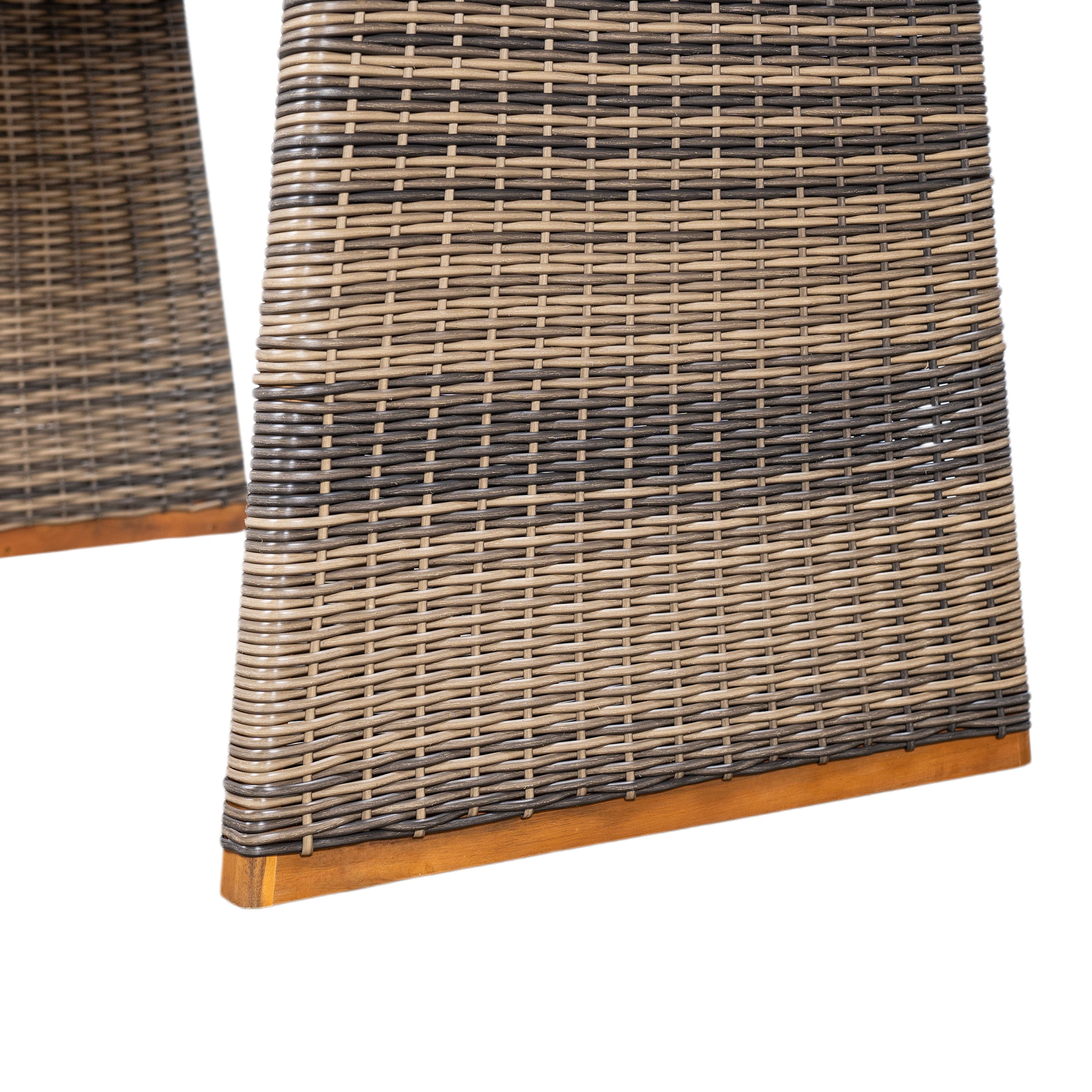 Outdoor Acacia Wood Dining Table - Teak + Grey Wicker