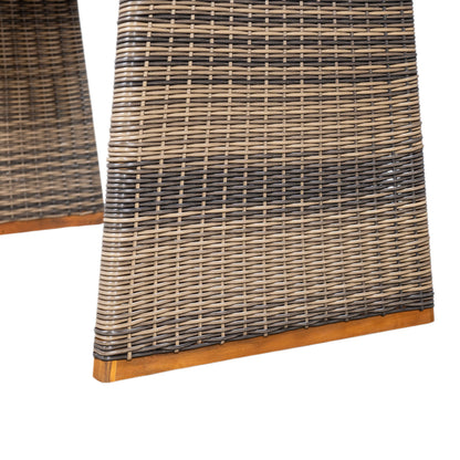 Outdoor Acacia Wood Dining Table - Teak + Grey Wicker
