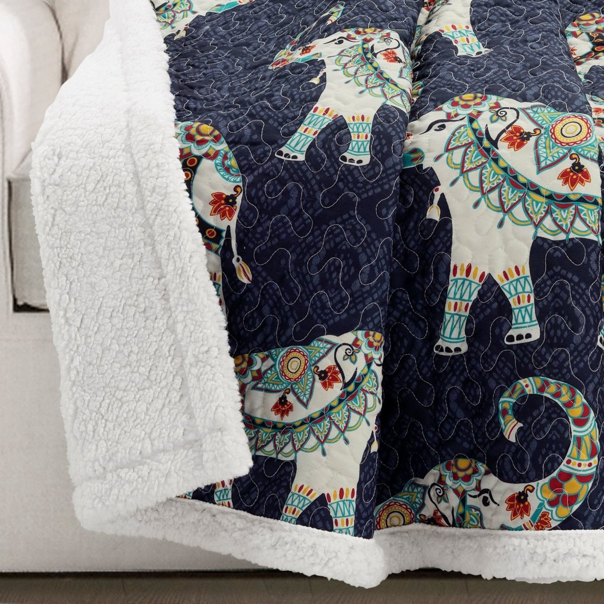 Hati Elephants Sherpa Throw - 3 Colors