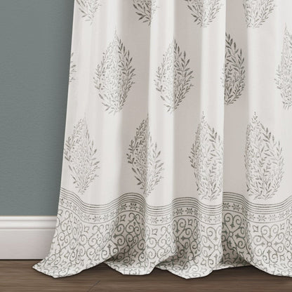 Teardrop Leaf Light Filtering Window Curtain Panel Set