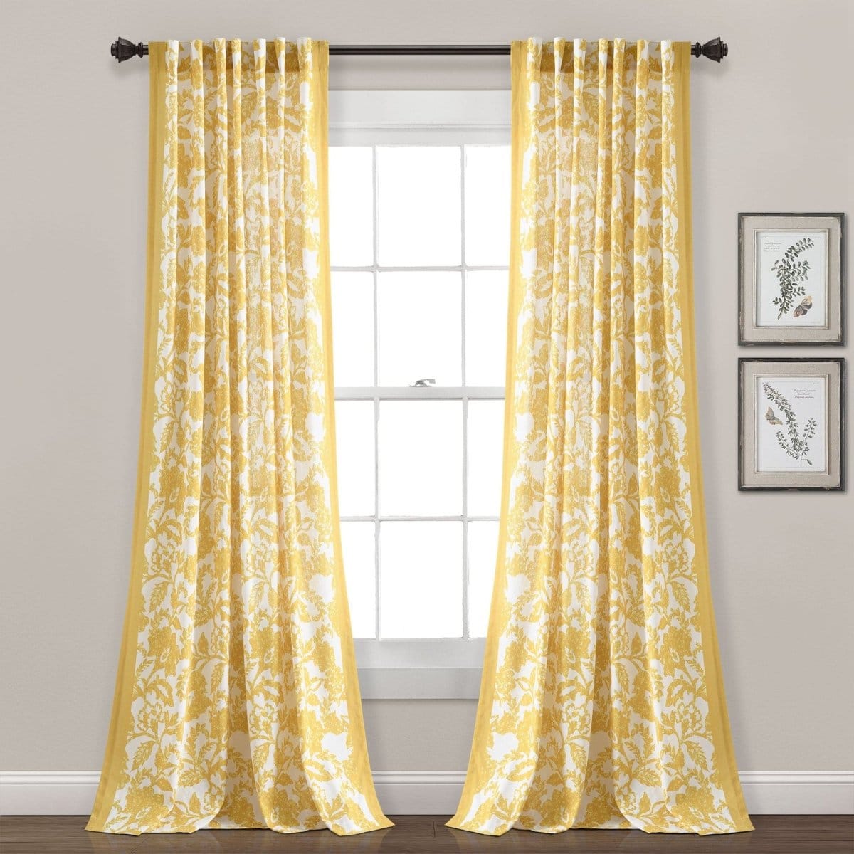 Emma Textured Jacobean Window Curtain Panels