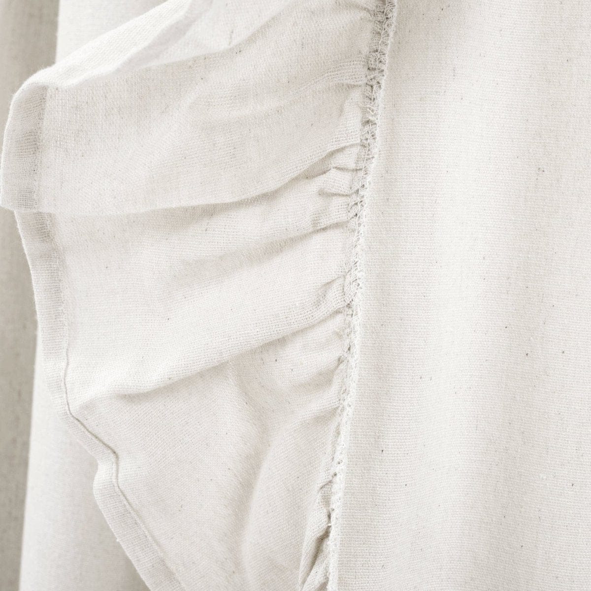 Faux Linen Ruffle Window Curtain Panels