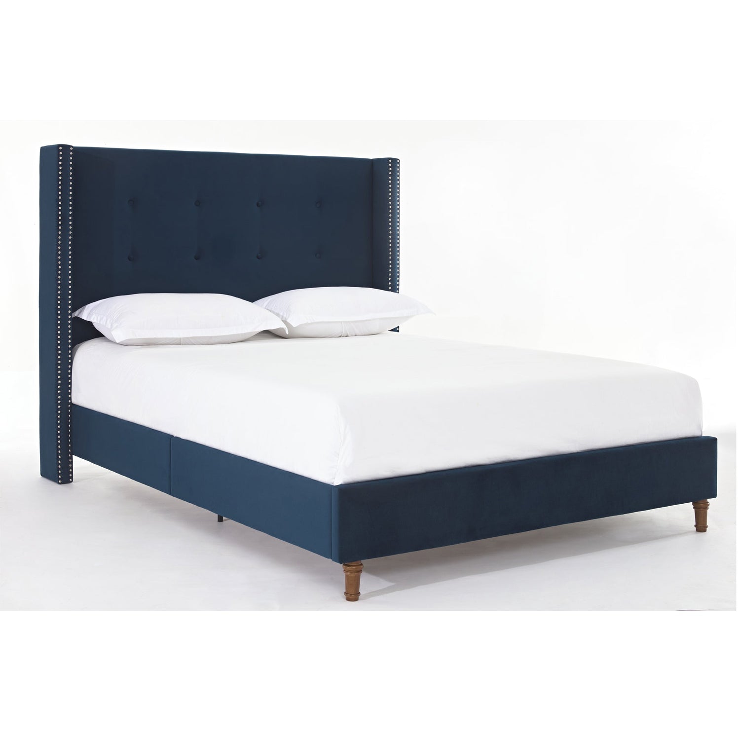 Peyton Upholstered Queen Bed in Blue Velvet