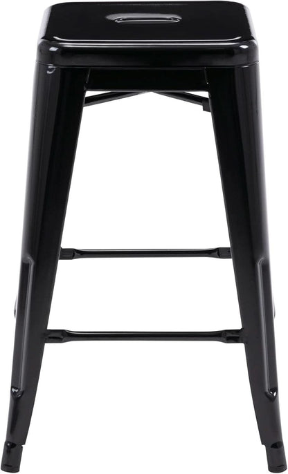 24" Black Metal Bar Stools - Set of 2