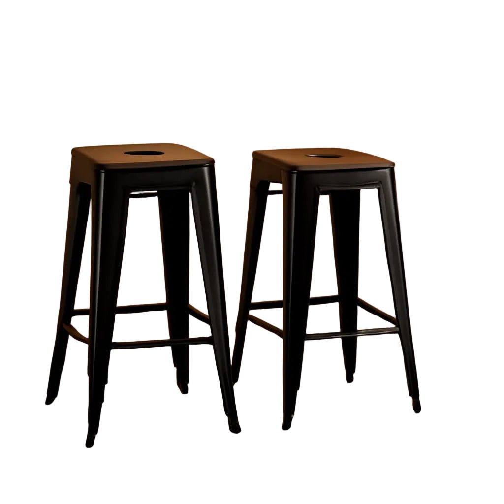 24" Black Metal Bar Stools - Set of 2