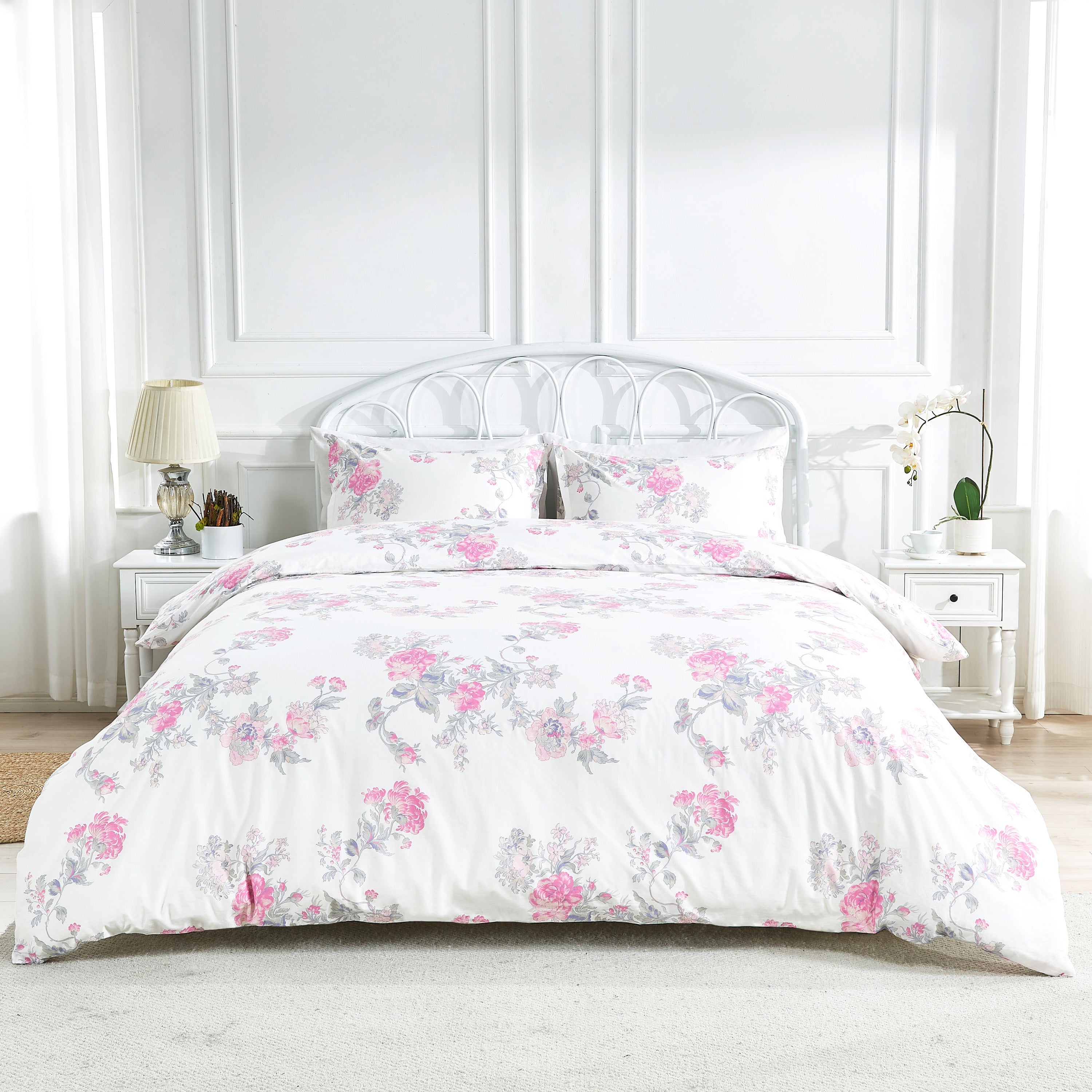 Jardin De Rose Printed Cotton Percale Duvet Sets