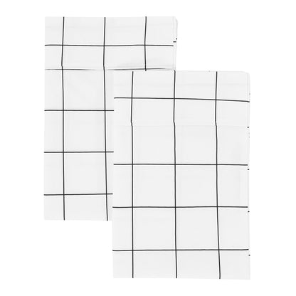 Grid Printed Cotton Percale Pillowcases