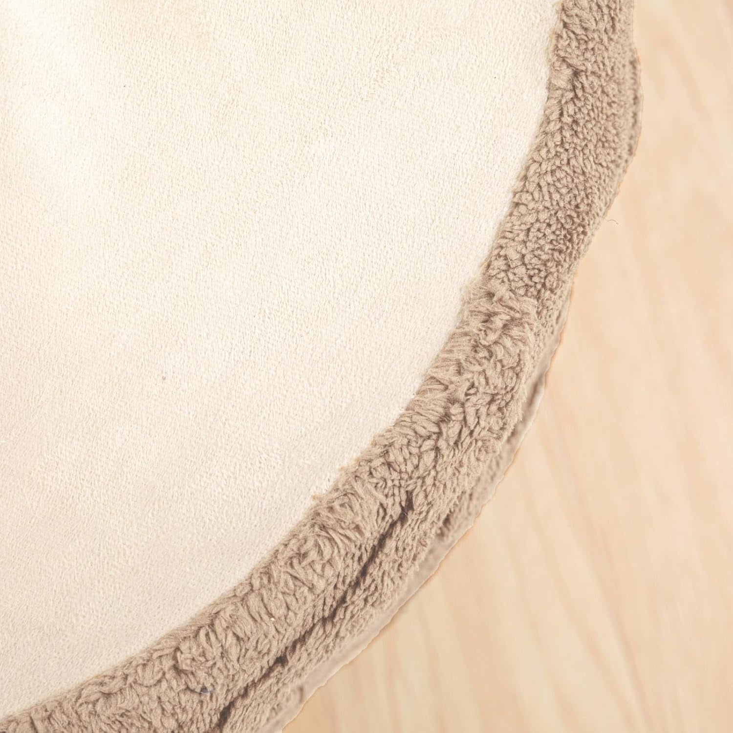 Round Ottoman Pouf 20x20x14 Inches in Khaki