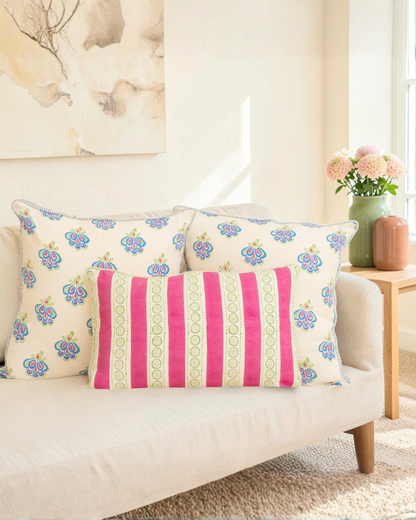 Malhaar Linen Pillow Cover - Pink