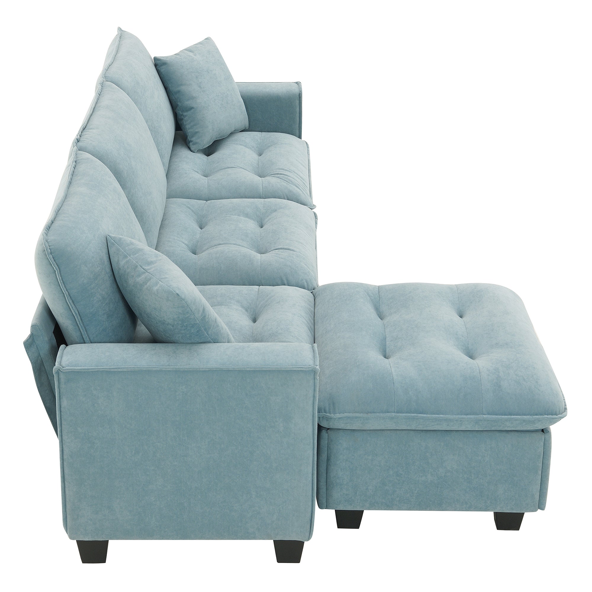 Modern Reversible Sofa Sectional in Sky Blue