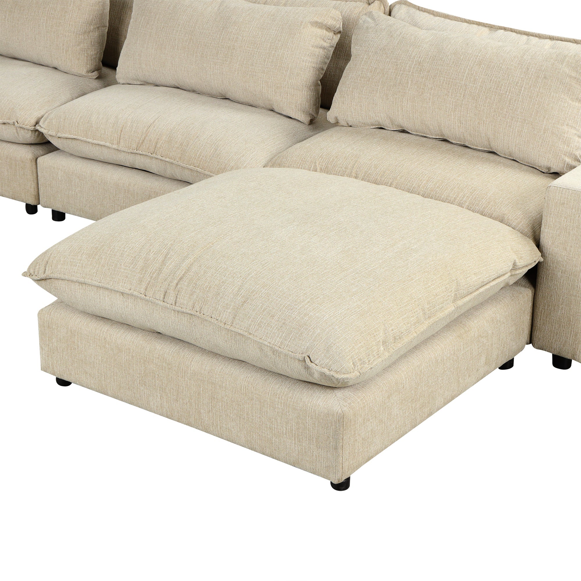 Chenille Upholstered Cloud Sofa Modular Sectional - Beige
