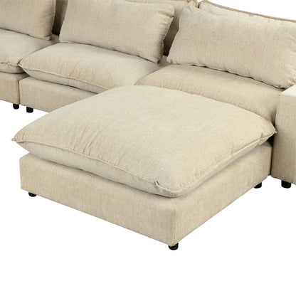 Chenille Upholstered Cloud Sofa Modular Sectional - Beige