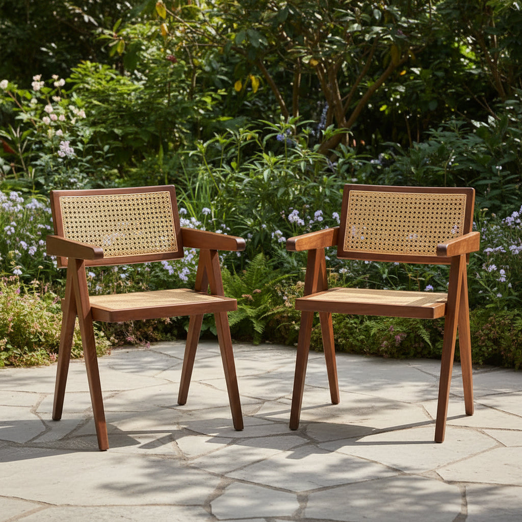 Set of 2 Indoor/Outdoor Rattan Armchairs