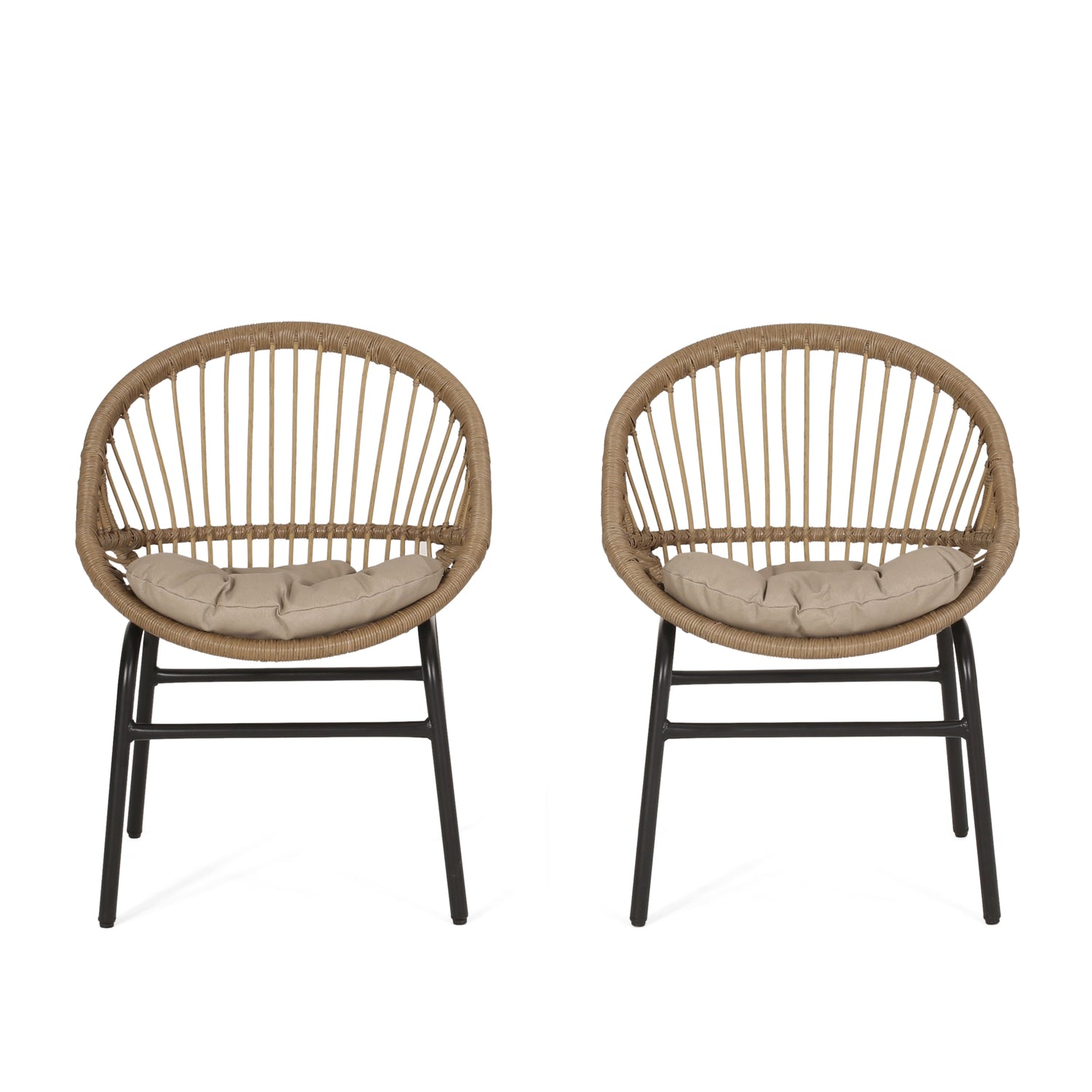 Outdoor Accent Chair with Curved Back - Set of 2