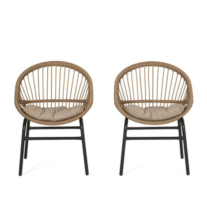Outdoor Accent Chair with Curved Back - Set of 2