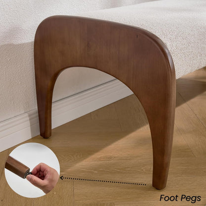 51-Inch Ottoman Bench With Beige Sherpa Upholstery