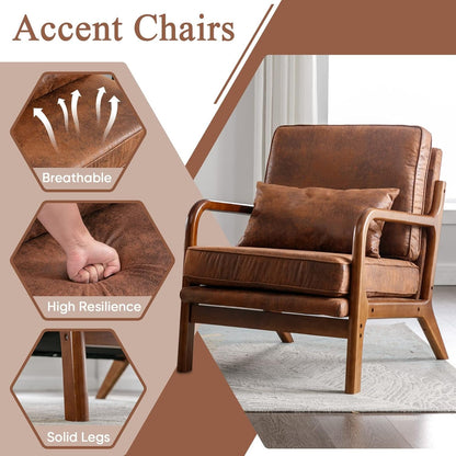 Brown Microfiber Midcentury Modern Accent Chairs - 2 pc Set