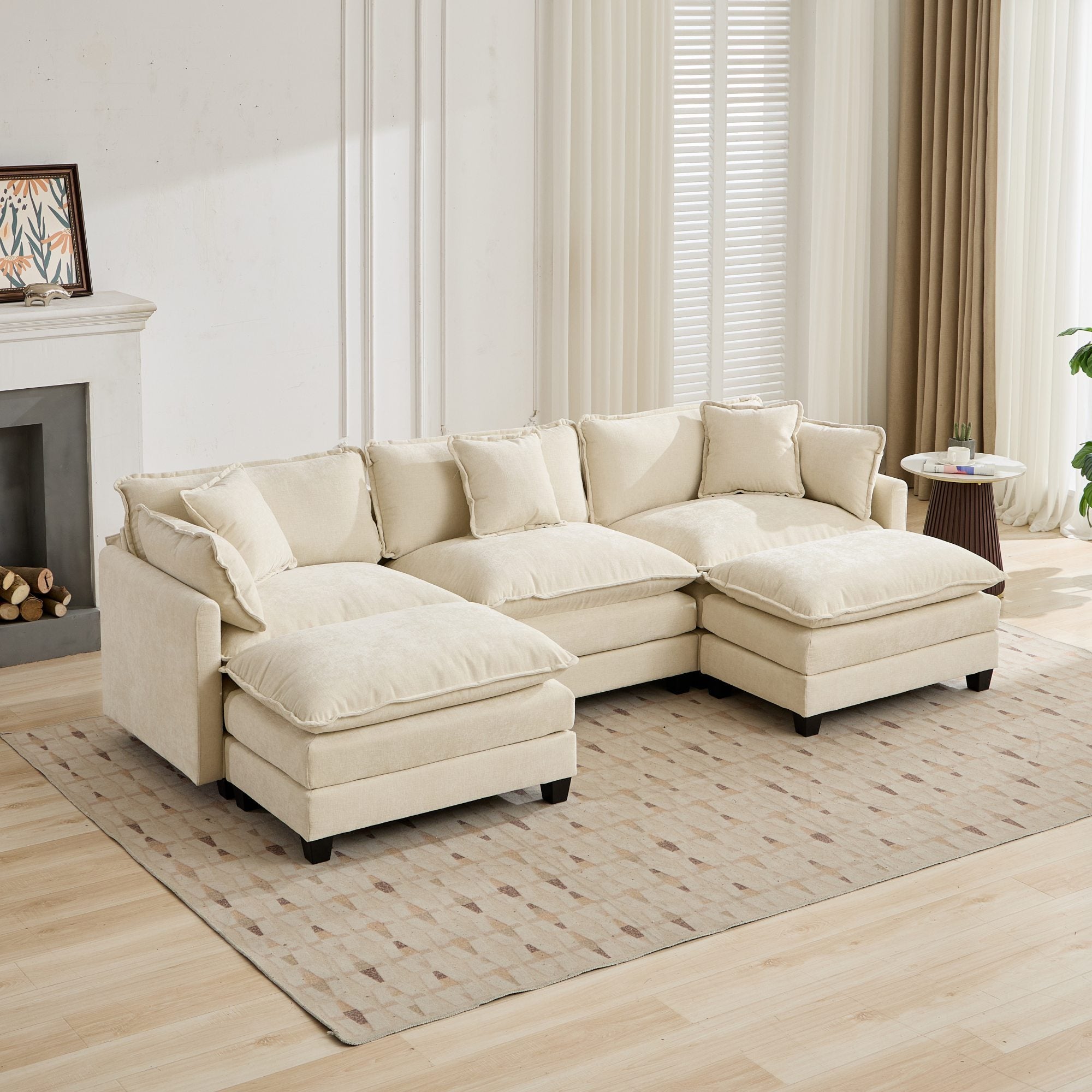 Cloud 3 Seat Sofa in Beige Chenille
