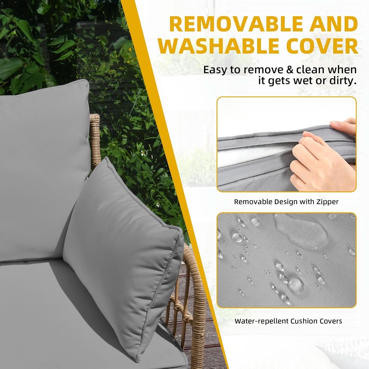 4 Piece Outdoor Wicker Sectional Set in Gray