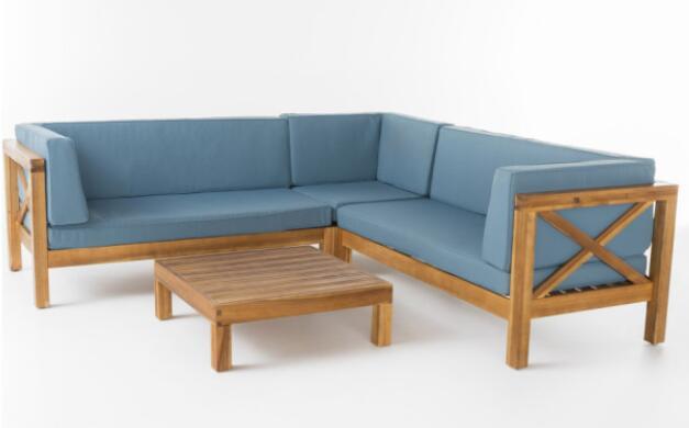 Brava 4-Piece Outdoor Modular Sofa Set in Ocean Blue