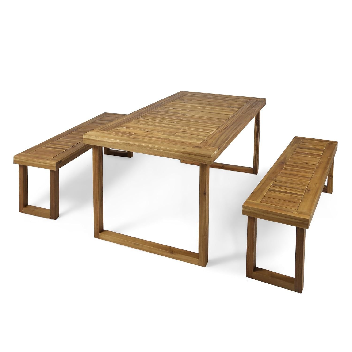 3 Piece Outdoor Acacia Wood Dining Set - Sandblast Natural Finish