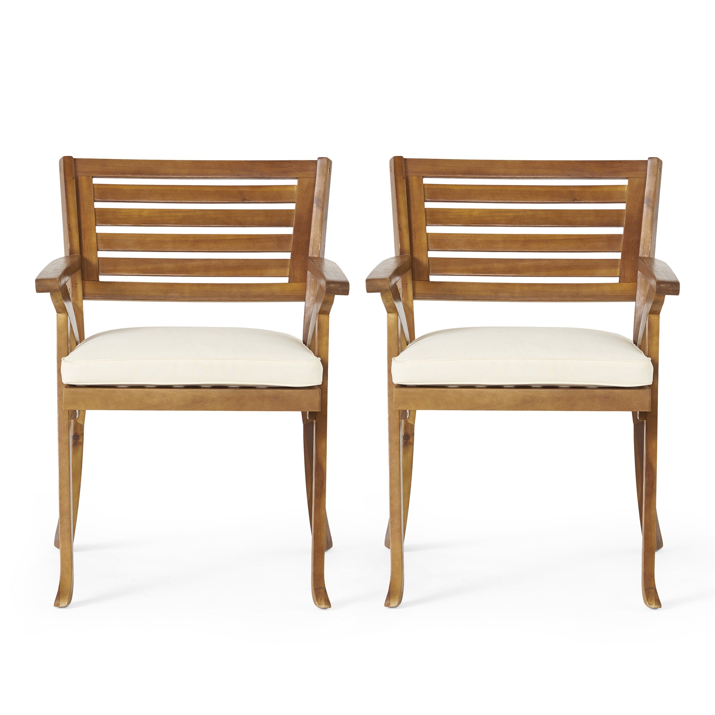 Hermosa 5 Piece Teak Wood Dining Outdoor Dining Set With Beige Cushions