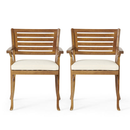 Hermosa 5 Piece Teak Wood Dining Outdoor Dining Set With Beige Cushions