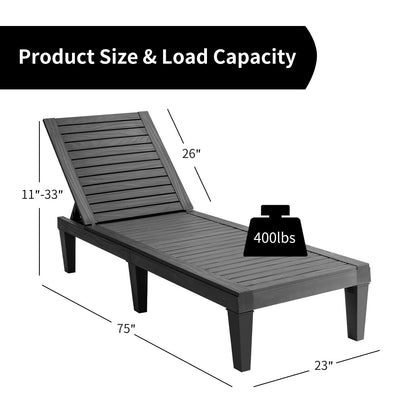 Outdoor Recliner with Adjustable Backrest - Black, Gray, Brown