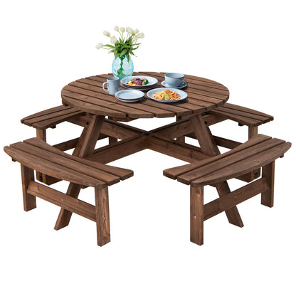 8 Seat Wood Picnic Dining Set