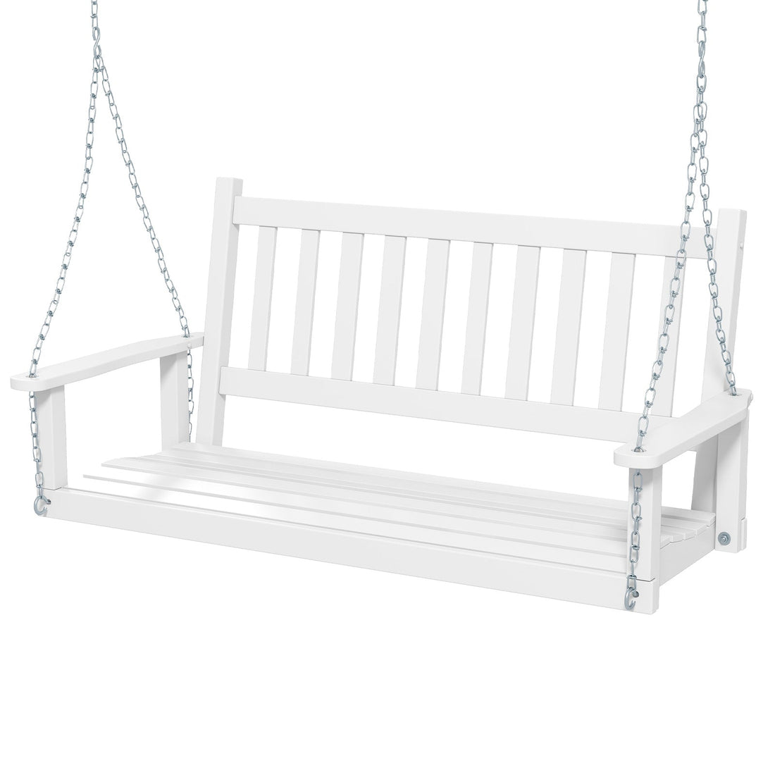 2-Person Wooden Outdoor Porch Swing with 500 lbs Weight Capacity - Brown or White