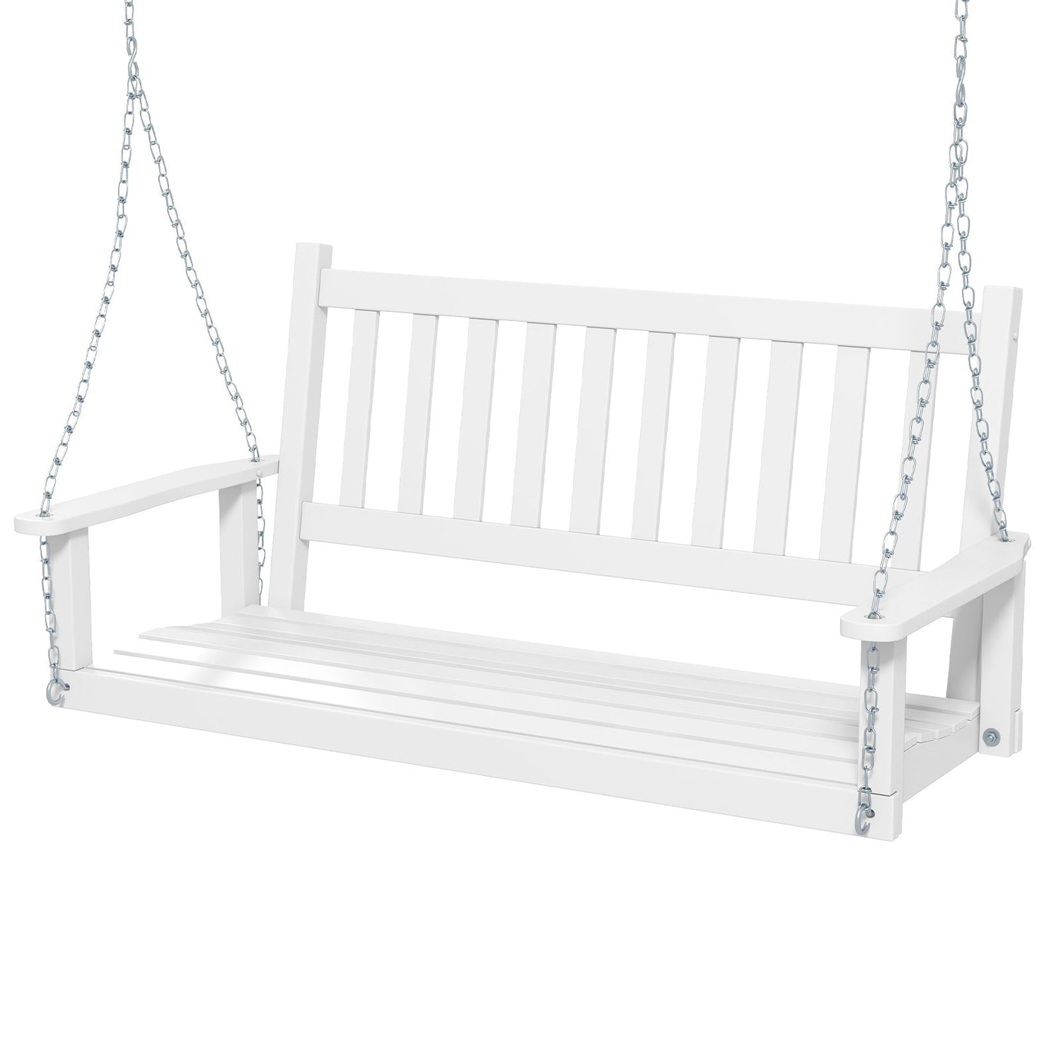 2-Person Wooden Outdoor Porch Swing with 500 lbs Weight Capacity - Brown or White