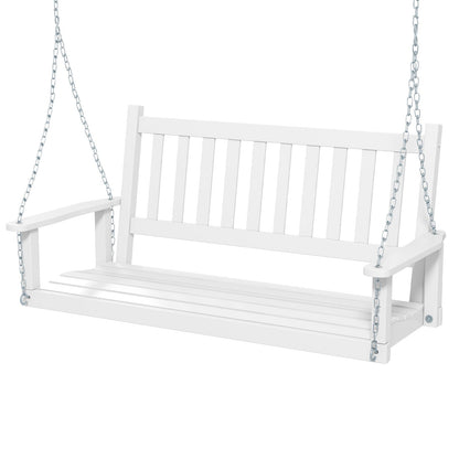 2-Person Wooden Outdoor Porch Swing with 500 lbs Weight Capacity - Brown or White