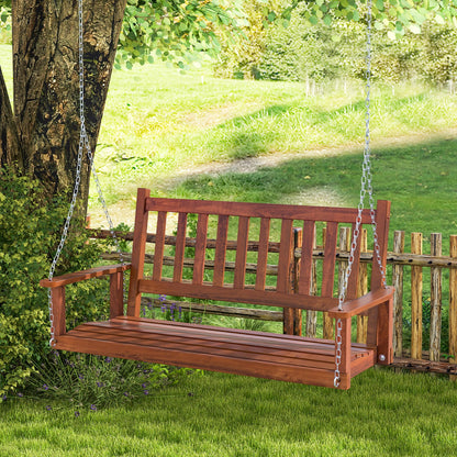 2-Person Wooden Outdoor Porch Swing with 500 lbs Weight Capacity - Brown or White