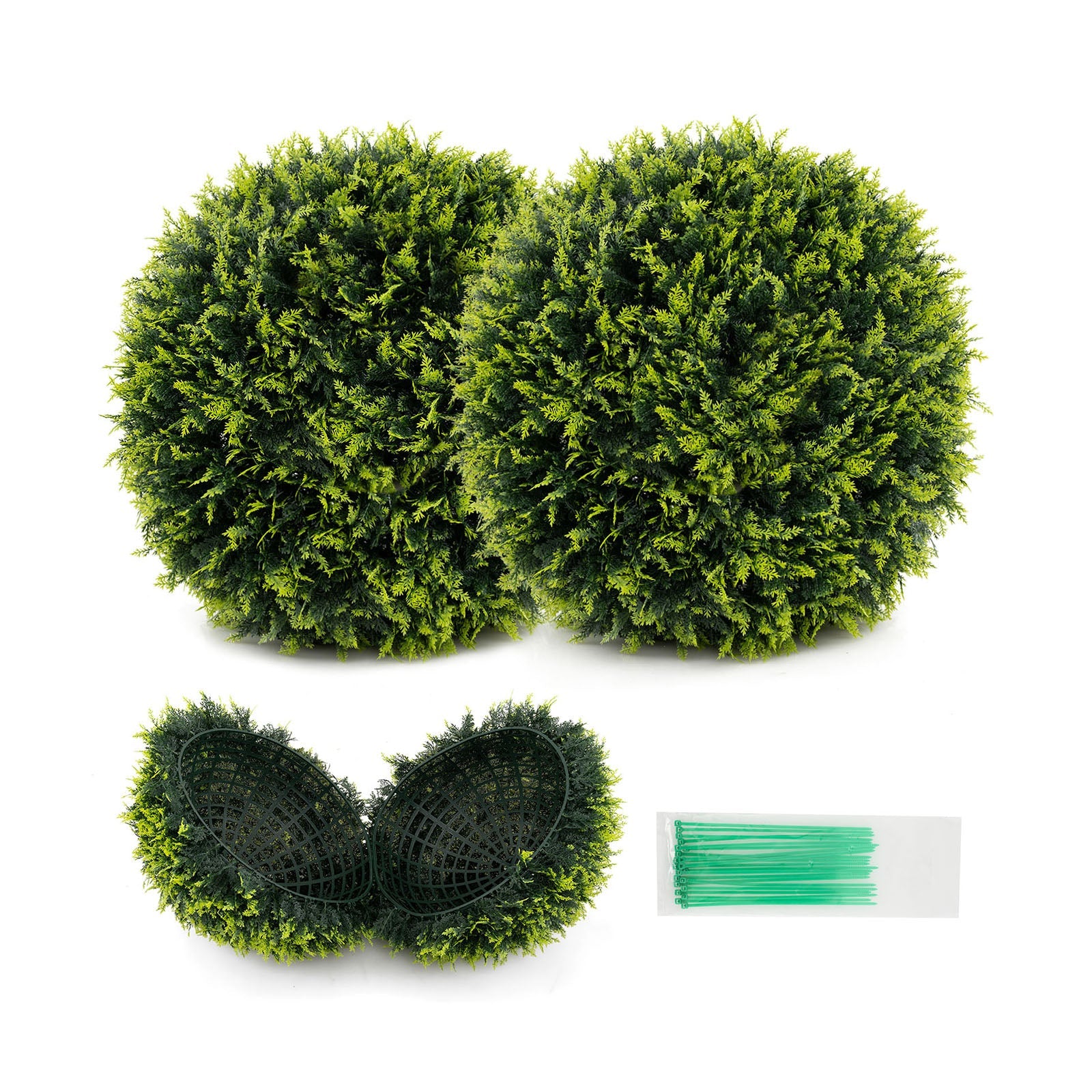 2 Piece Set of Indoor/Outdoor Decorative Faux Cedar Leaf Topiaries - 2 Sizes