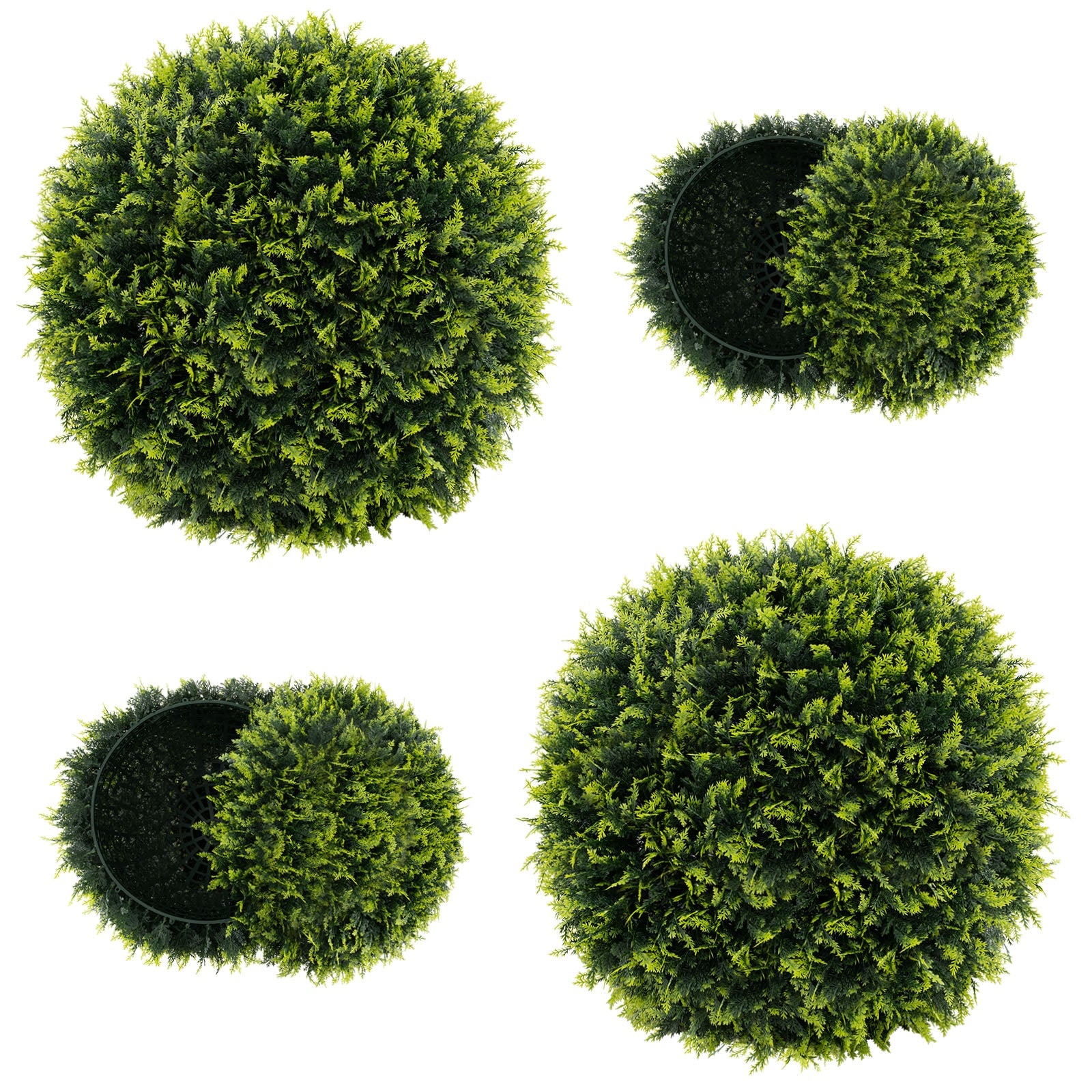 2 Piece Set of Indoor/Outdoor Decorative Faux Cedar Leaf Topiaries - 2 Sizes