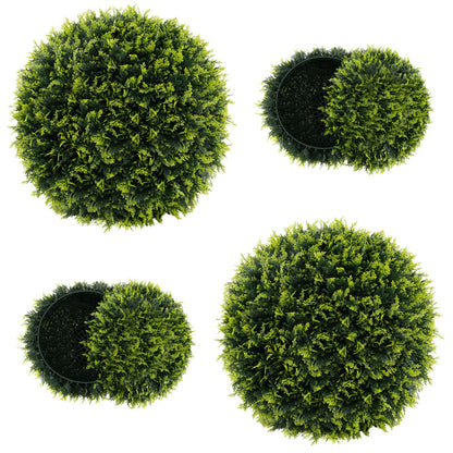 2 Piece Set of Indoor/Outdoor Decorative Faux Cedar Leaf Topiaries - 2 Sizes