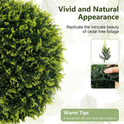 2 Piece Set of Indoor/Outdoor Decorative Faux Cedar Leaf Topiaries - 2 Sizes