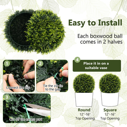 2 Piece Set of Indoor/Outdoor Decorative Faux Cedar Leaf Topiaries - 2 Sizes