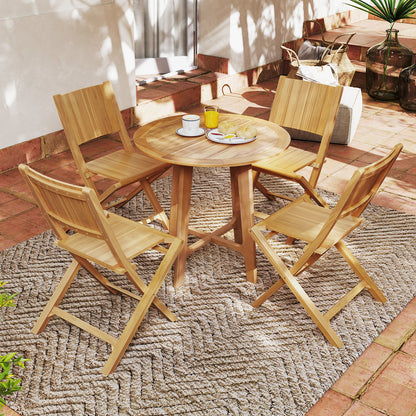 Set of 2 Teak Wood Outdoor Folding Chairs