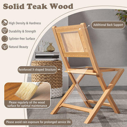 Set of 2 Teak Wood Outdoor Folding Chairs