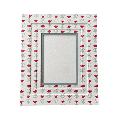 Block Printed Picture Frame - Claire Poppy, Floral - 5x7
