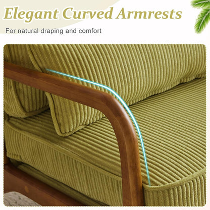 Corduroy Armchair in Light Olive