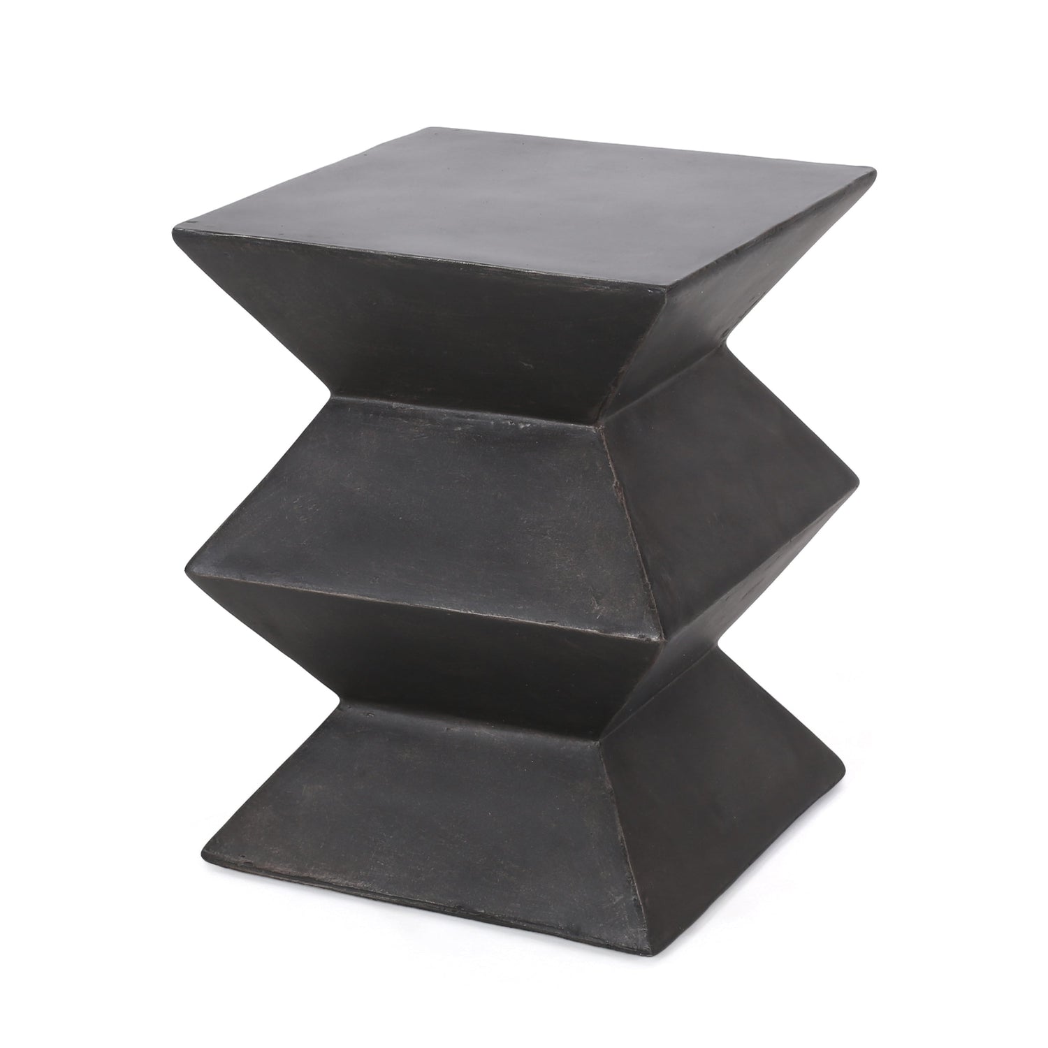 Indoor/Outdoor Lightweight Concrete Side Table in Metal Finish