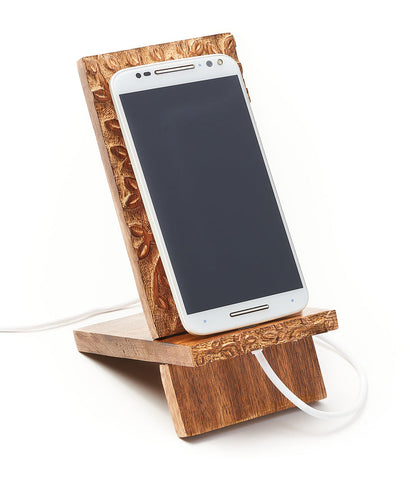 Aranyani Tree of Life Handcarved Phone Stand for Desk