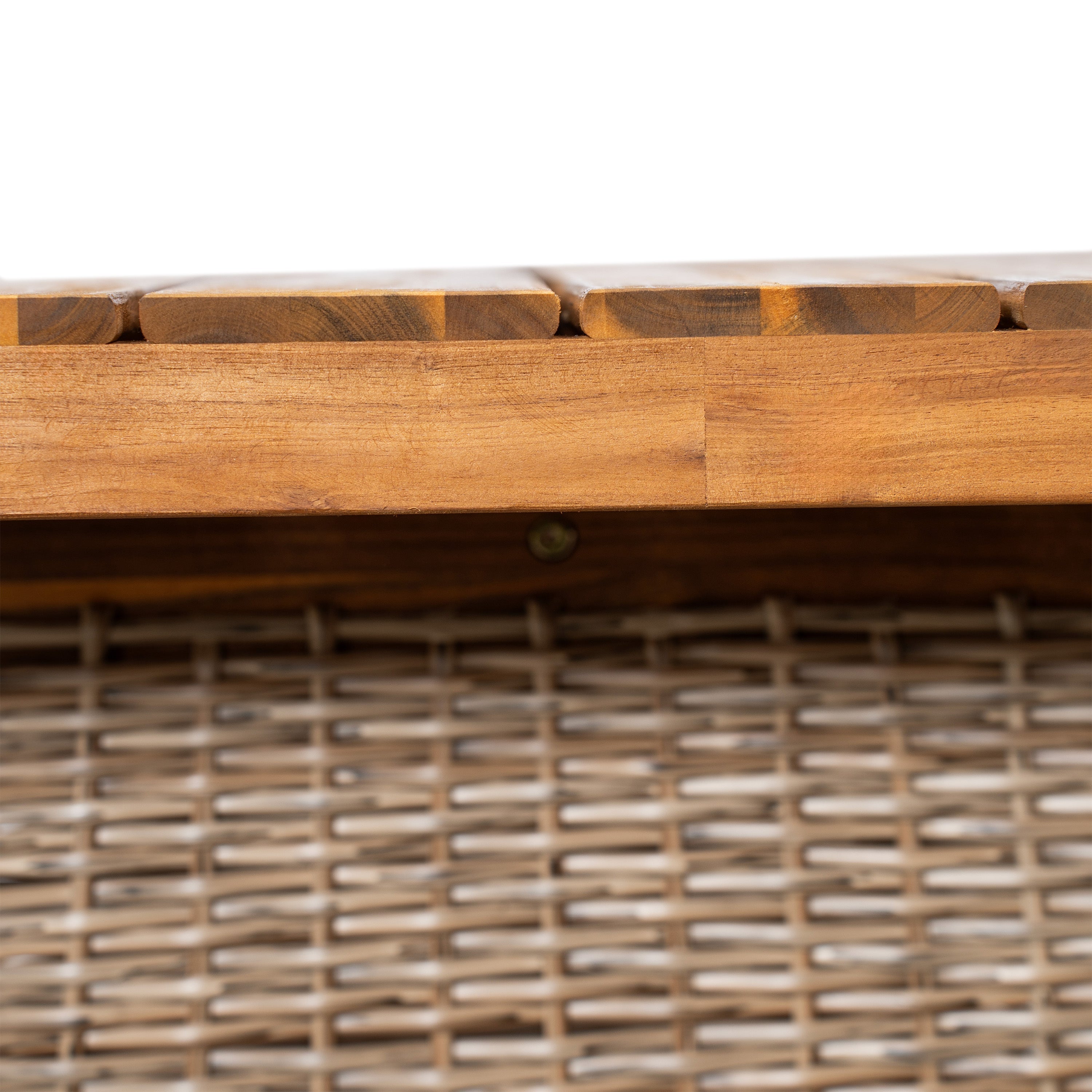 Outdoor Acacia Wood Dining Table - Teak + Light Brown Wicker