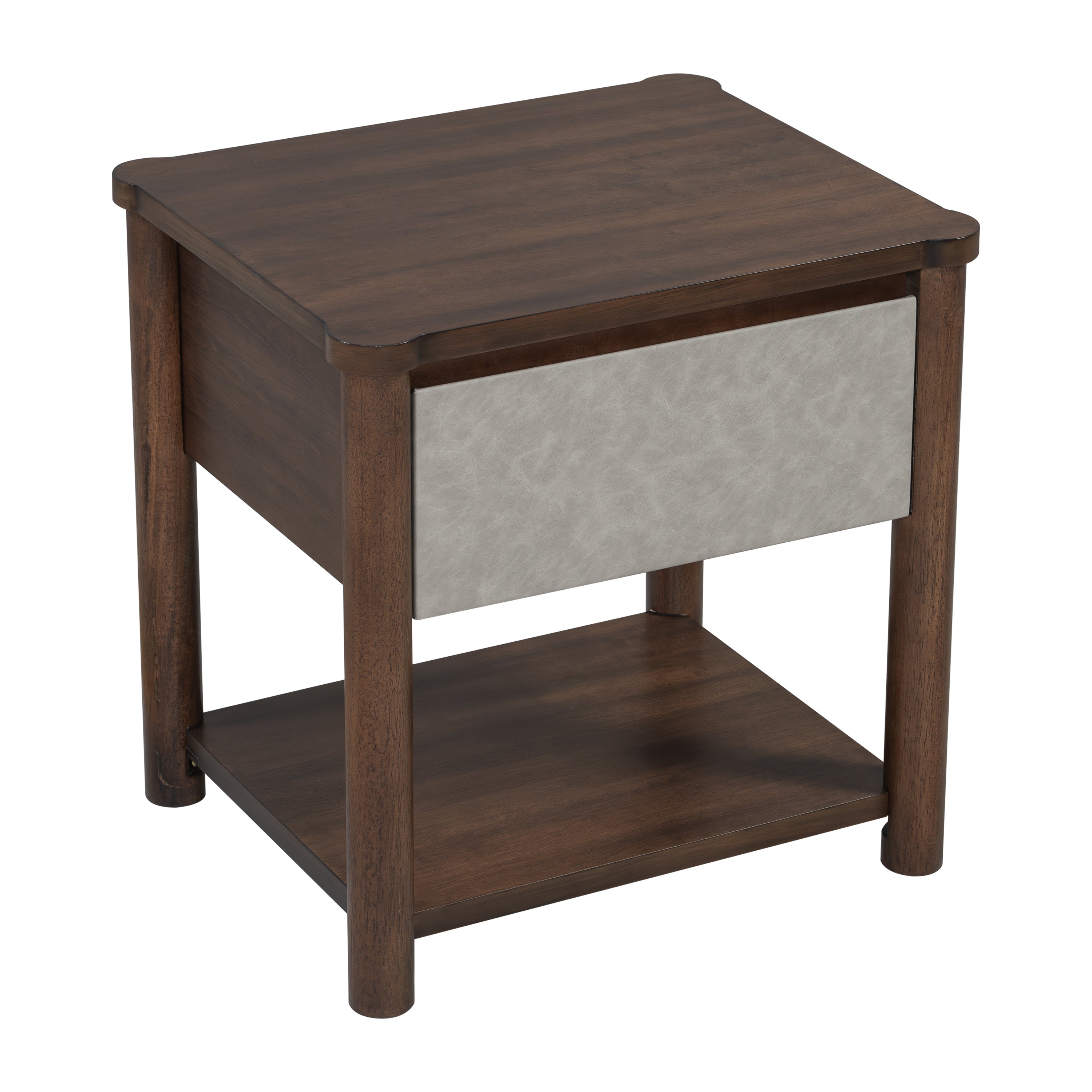 Modern King Bed Frame Set with 2 Nightstands - Gray/Walnut
